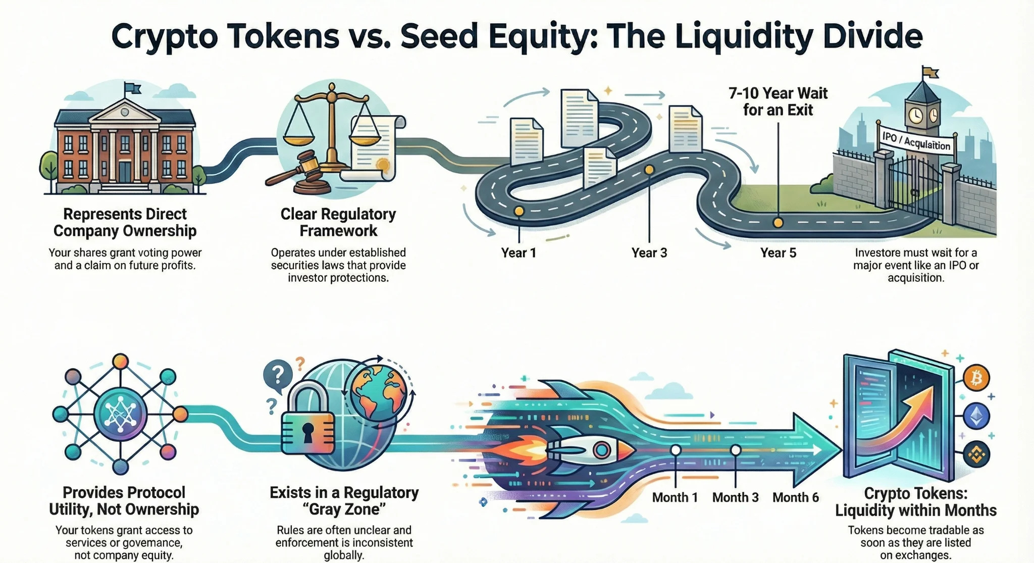 Crypto Tokens vs. Seed Equity: The Liquidity Divide