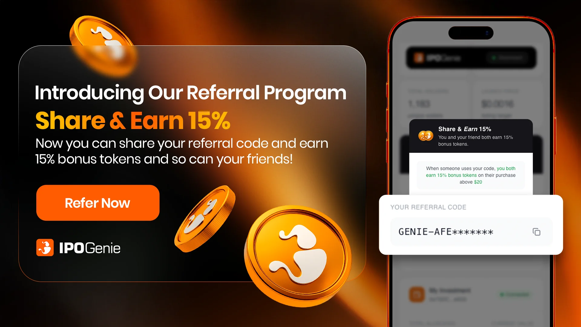 IPO Genie Referral Program is Live - Share & Earn 15% Extra $IPO